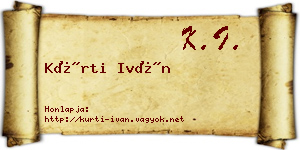 Kürti Iván névjegykártya