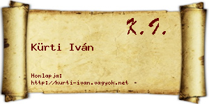 Kürti Iván névjegykártya